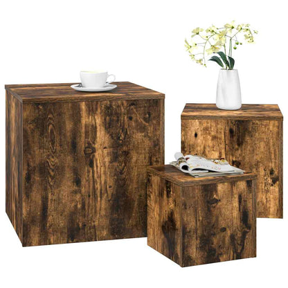 vidaXL Side Tables 3 pcs Smoked Oak Engineered Wood