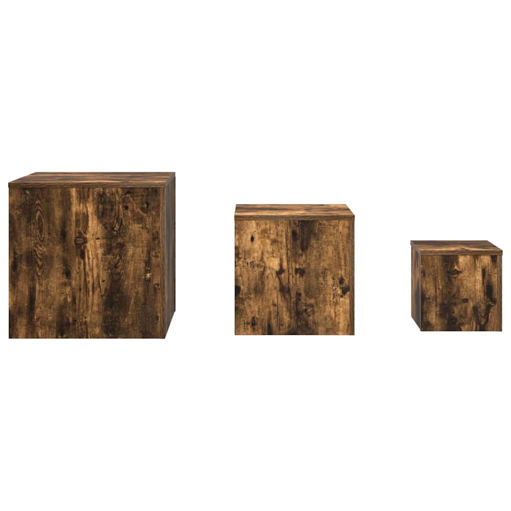 vidaXL Side Tables 3 pcs Smoked Oak Engineered Wood