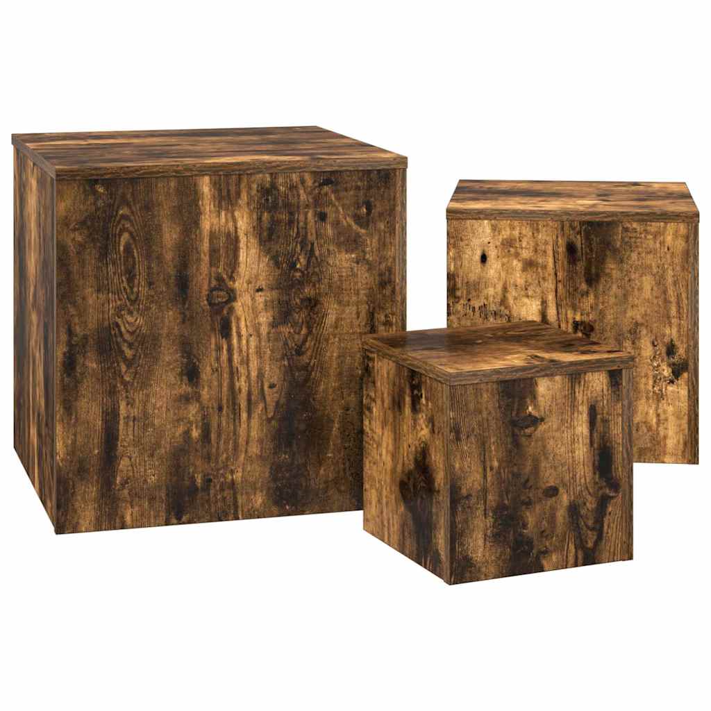 vidaXL Side Tables 3 pcs Smoked Oak Engineered Wood