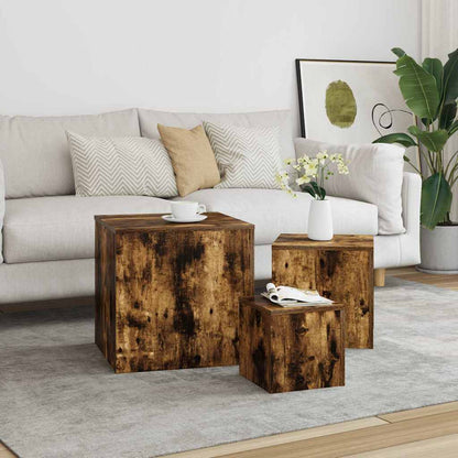 vidaXL Side Tables 3 pcs Smoked Oak Engineered Wood