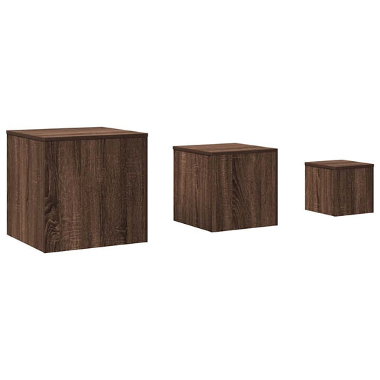 vidaXL Side Tables 3 pcs Brown Oak Engineered Wood