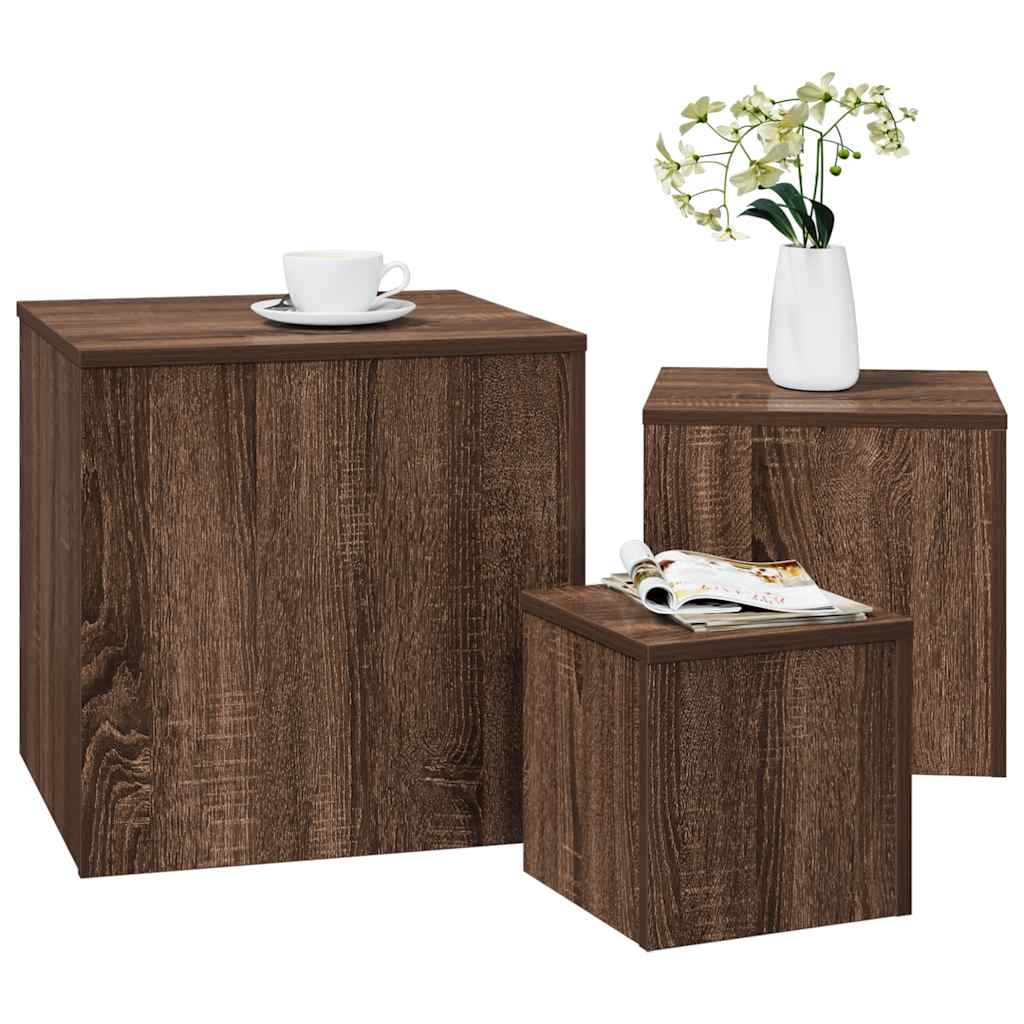 vidaXL Side Tables 3 pcs Brown Oak Engineered Wood