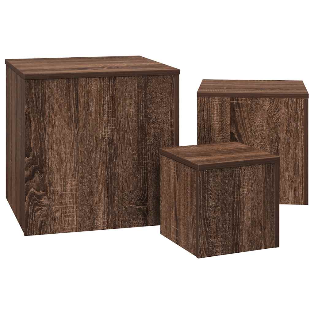 vidaXL Side Tables 3 pcs Brown Oak Engineered Wood