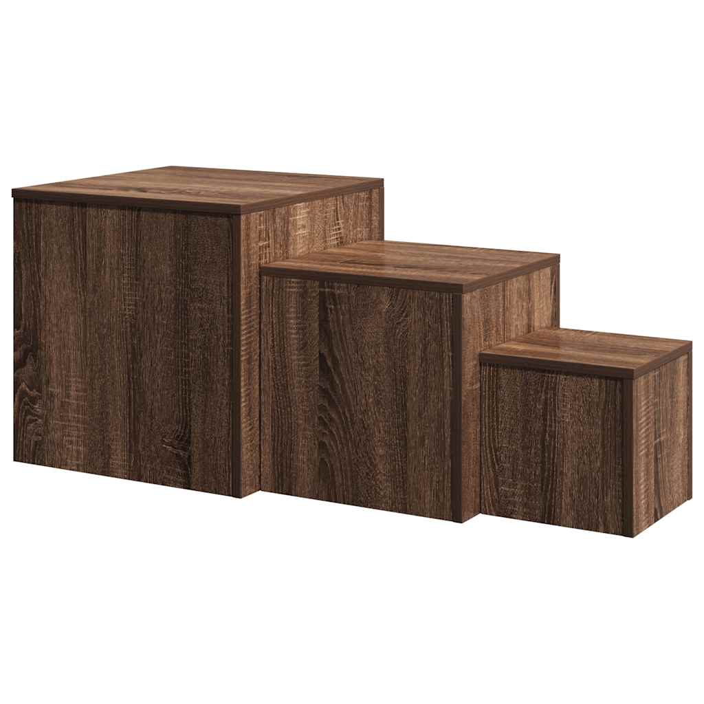 vidaXL Side Tables 3 pcs Brown Oak Engineered Wood