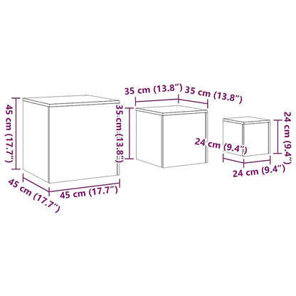 vidaXL Side Tables 3 pcs Brown Oak Engineered Wood