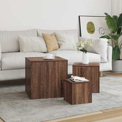 vidaXL Side Tables 3 pcs Brown Oak Engineered Wood