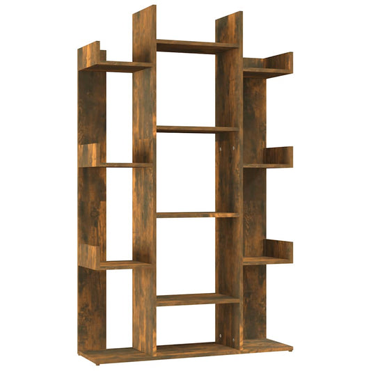 vidaXL Book Cabinet Smoked Oak 86x25,5x140 cm Engineered Wood