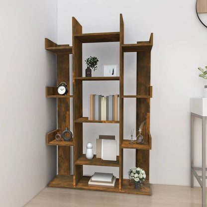 vidaXL Book Cabinet Smoked Oak 86x25,5x140 cm Engineered Wood