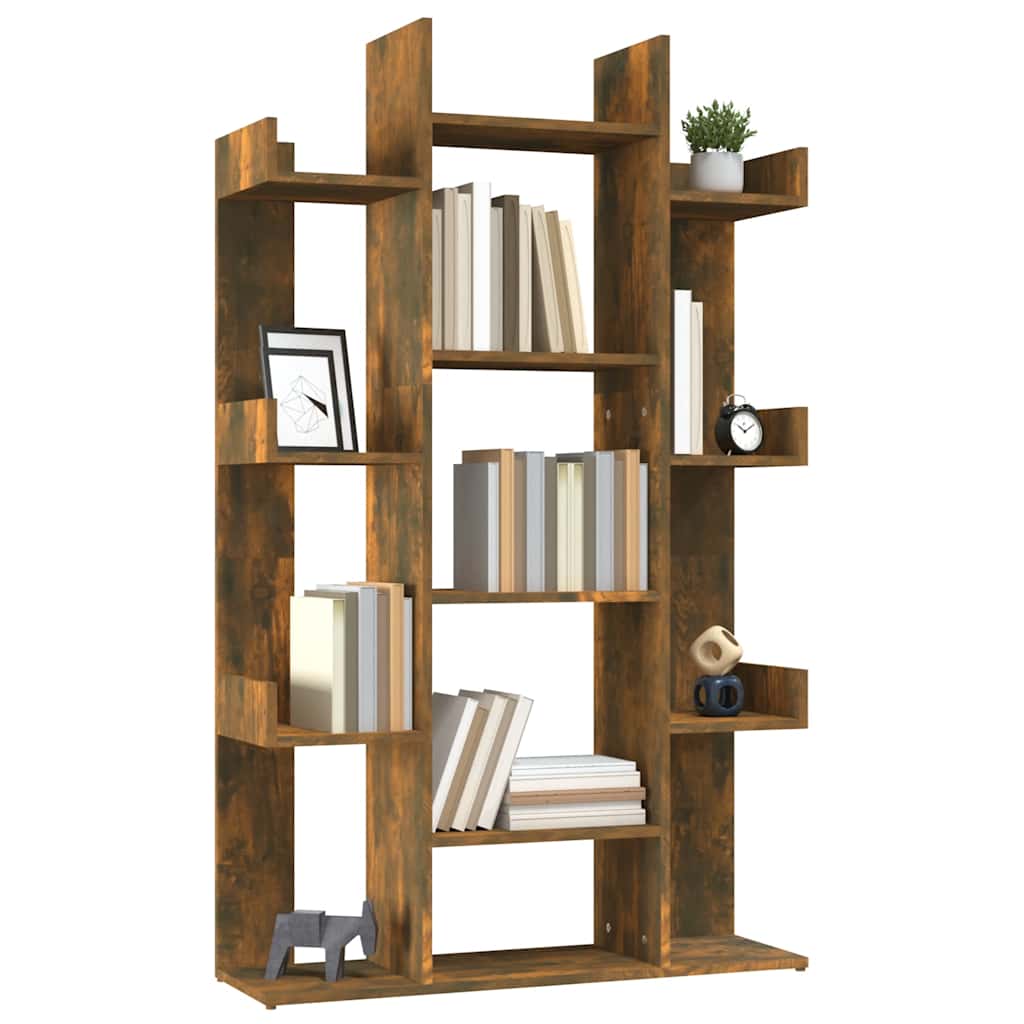 vidaXL Book Cabinet Smoked Oak 86x25,5x140 cm Engineered Wood