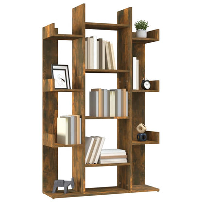 vidaXL Book Cabinet Smoked Oak 86x25,5x140 cm Engineered Wood