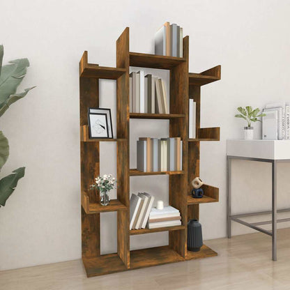vidaXL Book Cabinet Smoked Oak 86x25,5x140 cm Engineered Wood