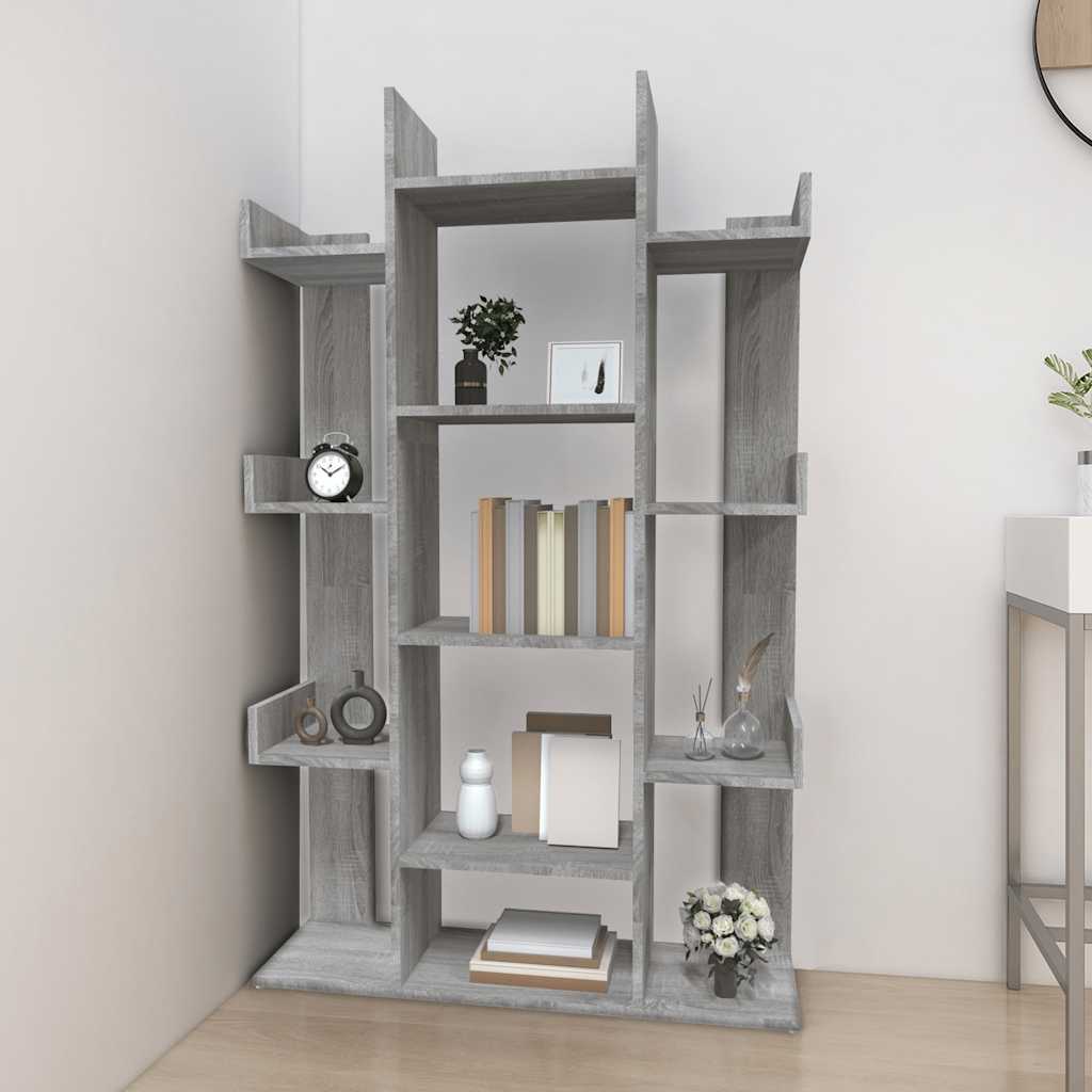 vidaXL Book Cabinet Grey Sonoma 86x25,5x140 cm Engineered Wood