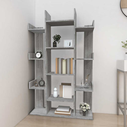 vidaXL Book Cabinet Grey Sonoma 86x25,5x140 cm Engineered Wood