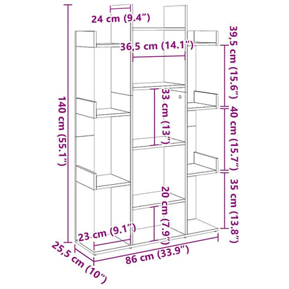 vidaXL Book Cabinet Grey Sonoma 86x25.5x140 cm Engineered Wood