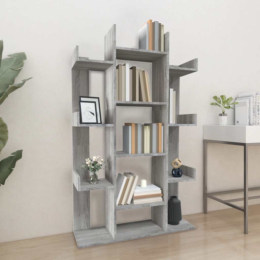 vidaXL Book Cabinet Grey Sonoma 86x25,5x140 cm Engineered Wood