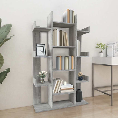 vidaXL Book Cabinet Grey Sonoma 86x25,5x140 cm Engineered Wood