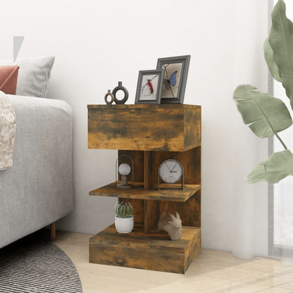 vidaXL Bedside Cabinet Smoked Oak 40x35x65 cm Engineered Wood