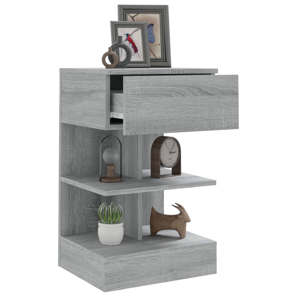 vidaXL Bedside Cabinet Grey Sonoma 40x35x65 cm Engineered Wood