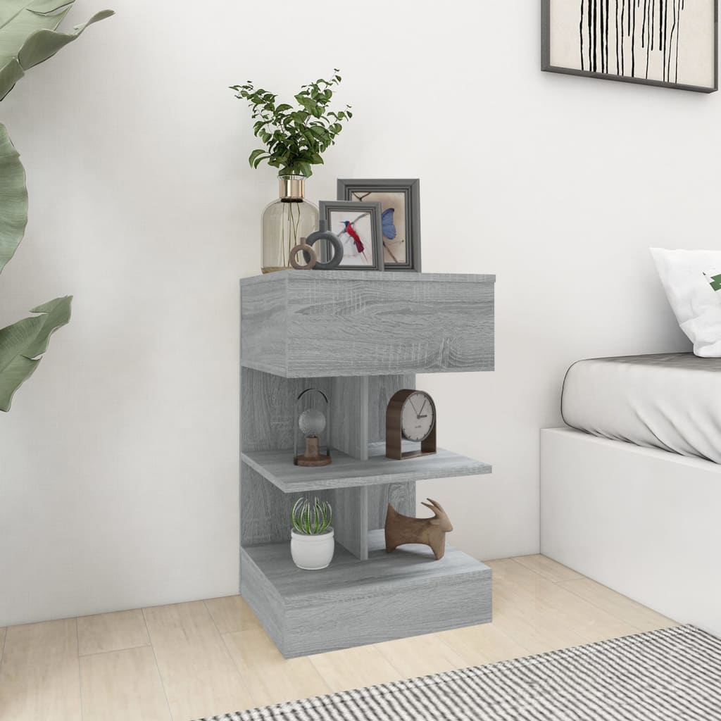 vidaXL Bedside Cabinet Grey Sonoma 40x35x65 cm Engineered Wood