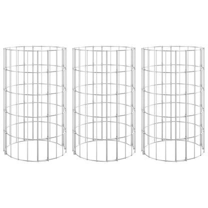 vidaXL Circular Gabion Raised Beds 3 pcs Galvanised Steel Ø30x50 cm