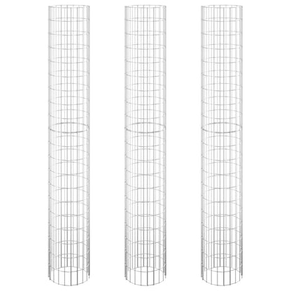 vidaXL Circular Gabion Raised Beds 3 pcs Galvanised Steel Ø30x200 cm