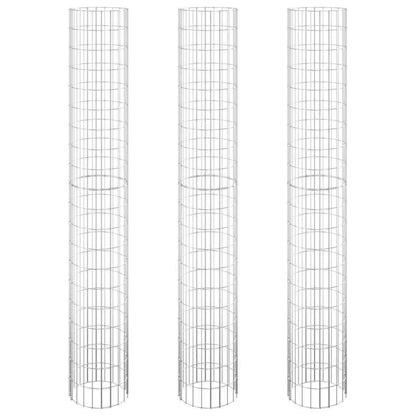 152022 vidaXL Circular Gabion Raised Beds 3 pcs Galvanised Steel Ø30x200 cm