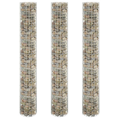 vidaXL Circular Gabion Raised Beds 3 pcs Galvanised Steel Ø30x200 cm