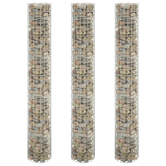 vidaXL Circular Gabion Raised Beds 3 pcs Galvanised Steel Ø30x200 cm