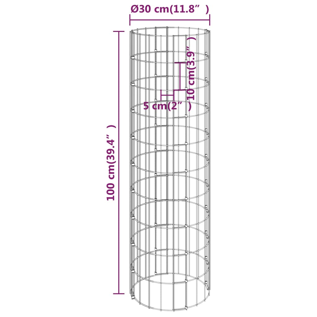 vidaXL Circular Gabion Raised Beds 4 pcs Ø30x50/100/150/200 cm