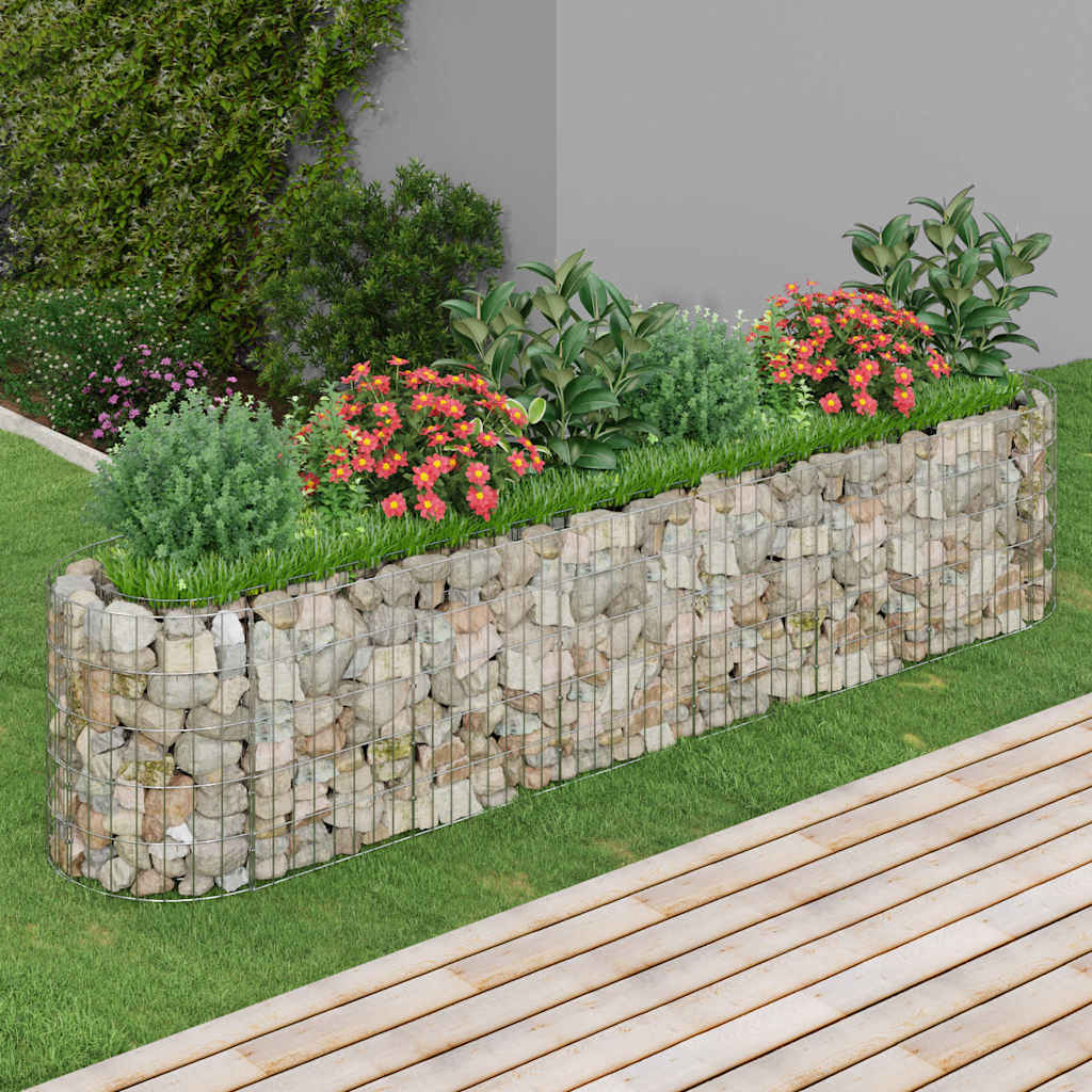 152026 vidaXL Gabion Raised Bed Galvanised Iron 260x50x50 cm