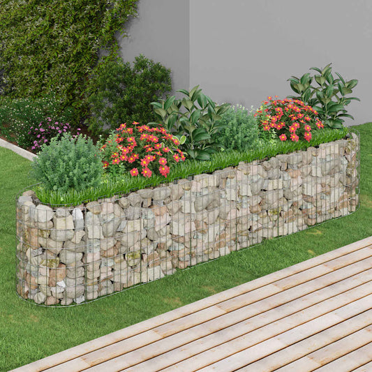 152026 vidaXL Gabion Raised Bed Galvanised Iron 260x50x50 cm