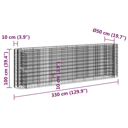 vidaXL Gabion Raised Bed Galvanised Iron 330x50x100 cm