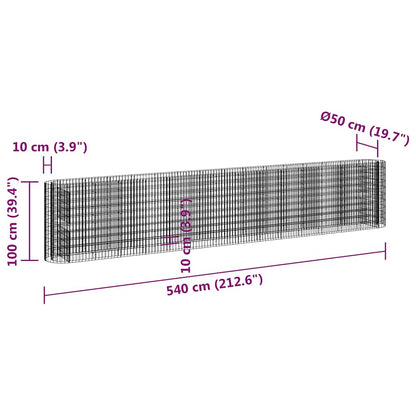 152038 vidaXL Gabion Raised Bed Galvanised Iron 540x50x100 cm