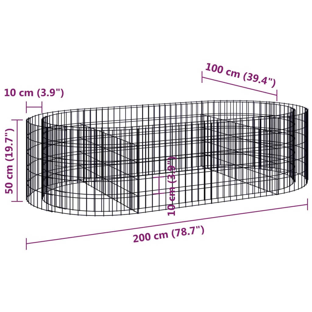 vidaXL Gabion Raised Bed Galvanised Iron 200x100x50 cm
