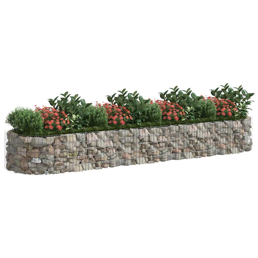 152042 vidaXL Gabion Raised Bed Galvanised Iron 400x100x50 cm