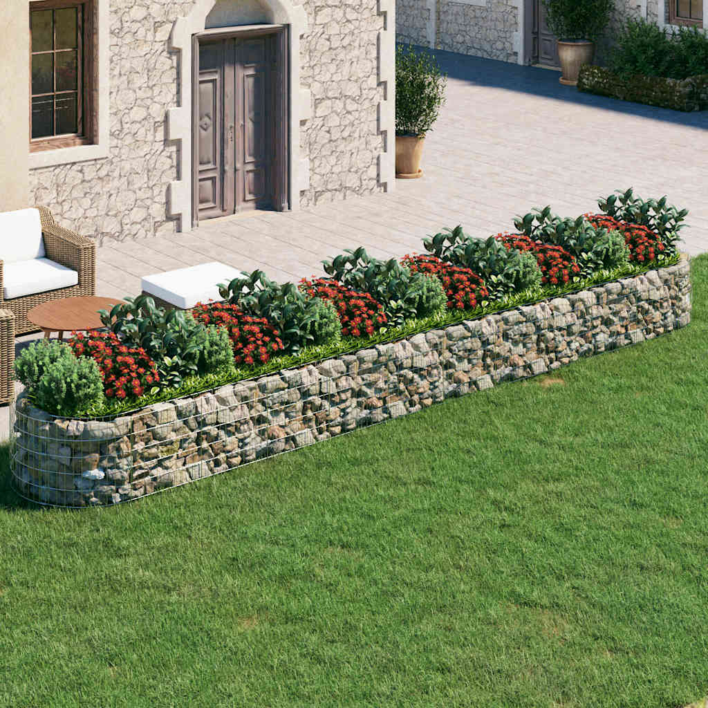 152044 vidaXL Gabion Raised Bed Galvanised Iron 600x100x50 cm