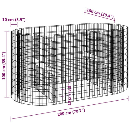 vidaXL Gabion Raised Bed Galvanised Iron 200x100x100 cm