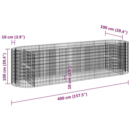 vidaXL Gabion Raised Bed Galvanised Iron 400x100x100 cm