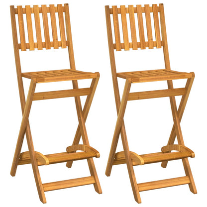 vidaXL Bar Stool | Set of 2 | Natural wood colour | Solid Acacia wood | Medium