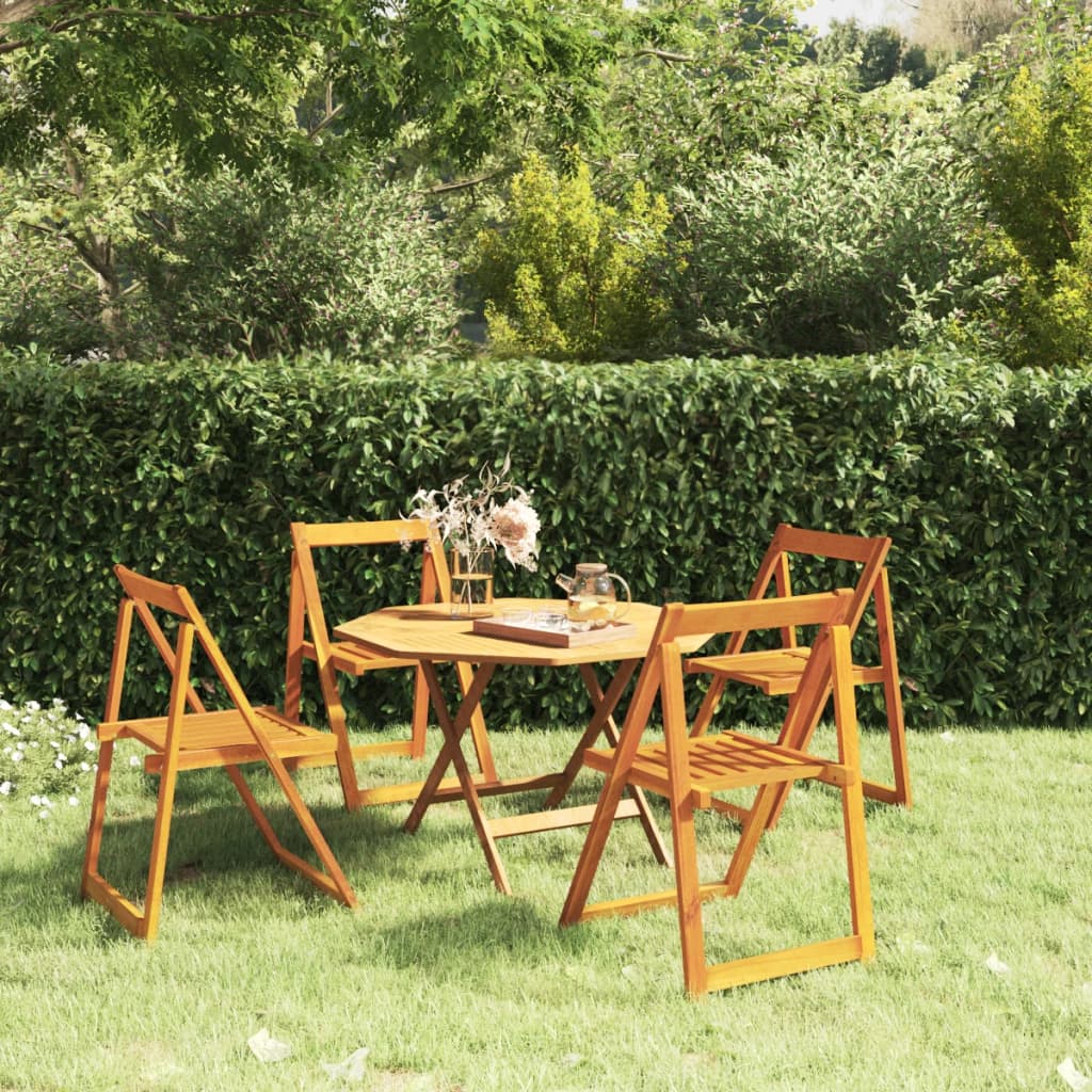 vidaXL Garden Chair | Set of 4 | Natural Wood | Solid Acacia Wood | Standard