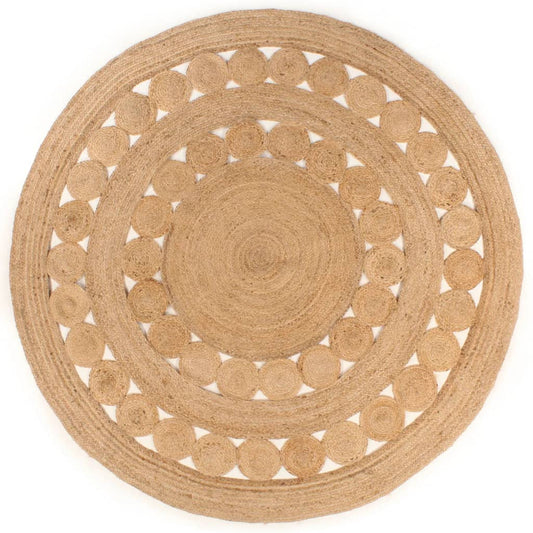 vidaXL Area Rug Braided Design Jute 210 cm Round