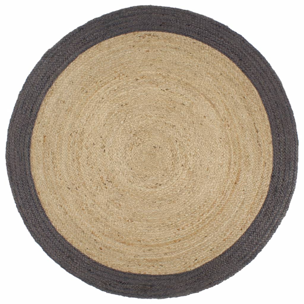 vidaXL Handmade Rug Jute with Dark Grey Border 240 cm