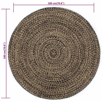 vidaXL Handmade Rug Jute Black and Brown 180 cm