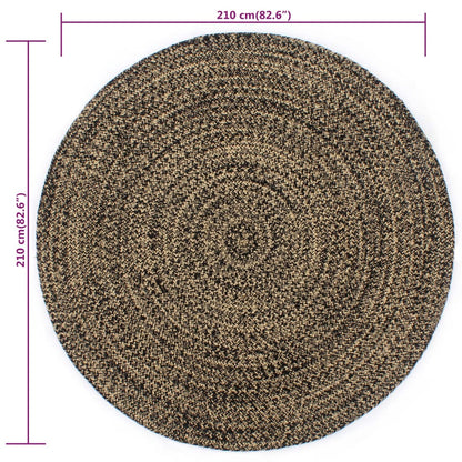 vidaXL Handmade Rug Jute Black and Brown 210 cm