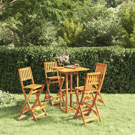 vidaXL Outdoor Bar Set | Natural | Solid Acacia wood | Standard |  Foldable