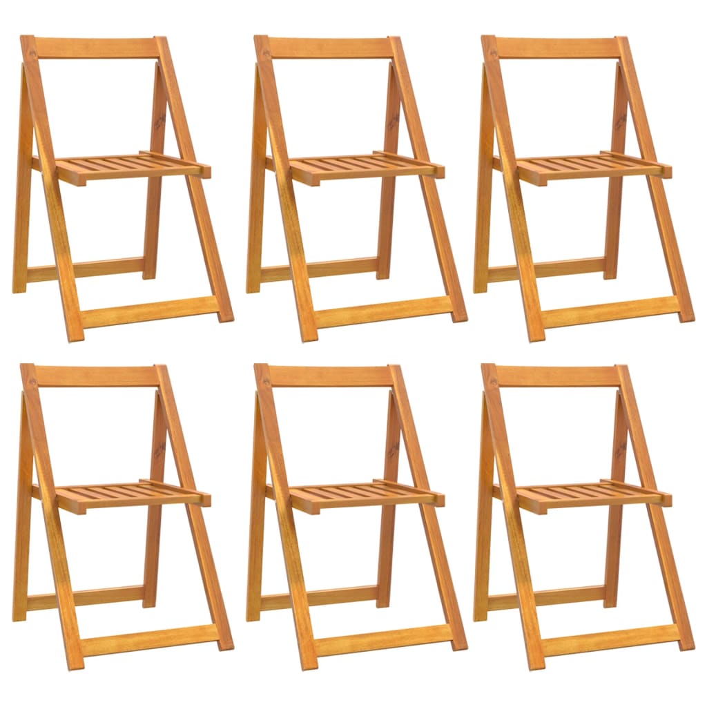 vidaXL Garden Chair Set of 6 | Brown | Solid Acacia Wood | Medium | Foldable