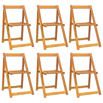 vidaXL Garden Chair Set of 6 | Brown | Solid Acacia Wood | Medium | Foldable