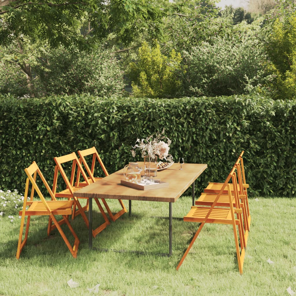 vidaXL Garden Chair Set of 6 | Brown | Solid Acacia Wood | Medium | Foldable
