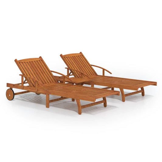 vidaXL Sunlounger With Table | Wood Grain | Solid Acacia wood | Large | Foldable