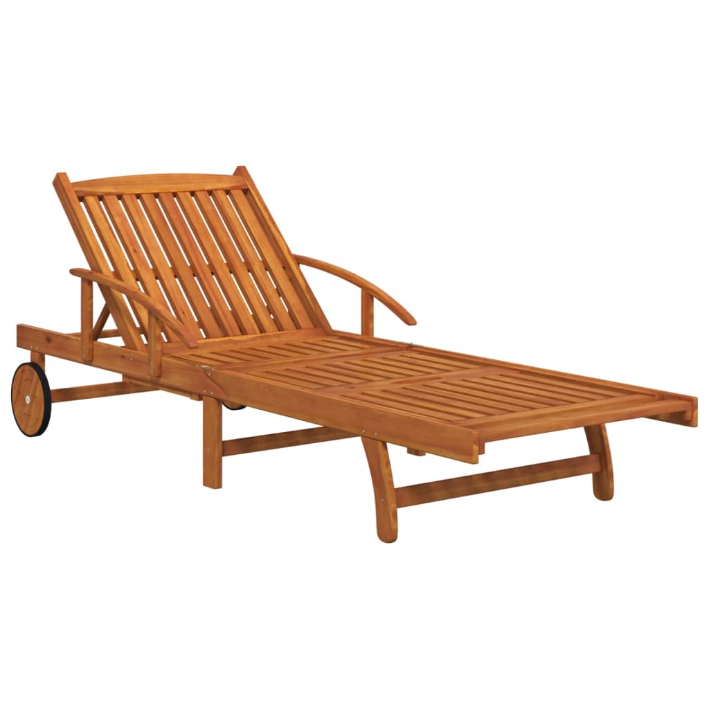 vidaXL Sunlounger With Table | Wood Grain | Solid Acacia wood | Large | Foldable